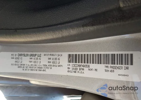 2015 Chrysler 200 Limited z USA, uszkodzony, nr VIN 1C3CCCAB0FN603536